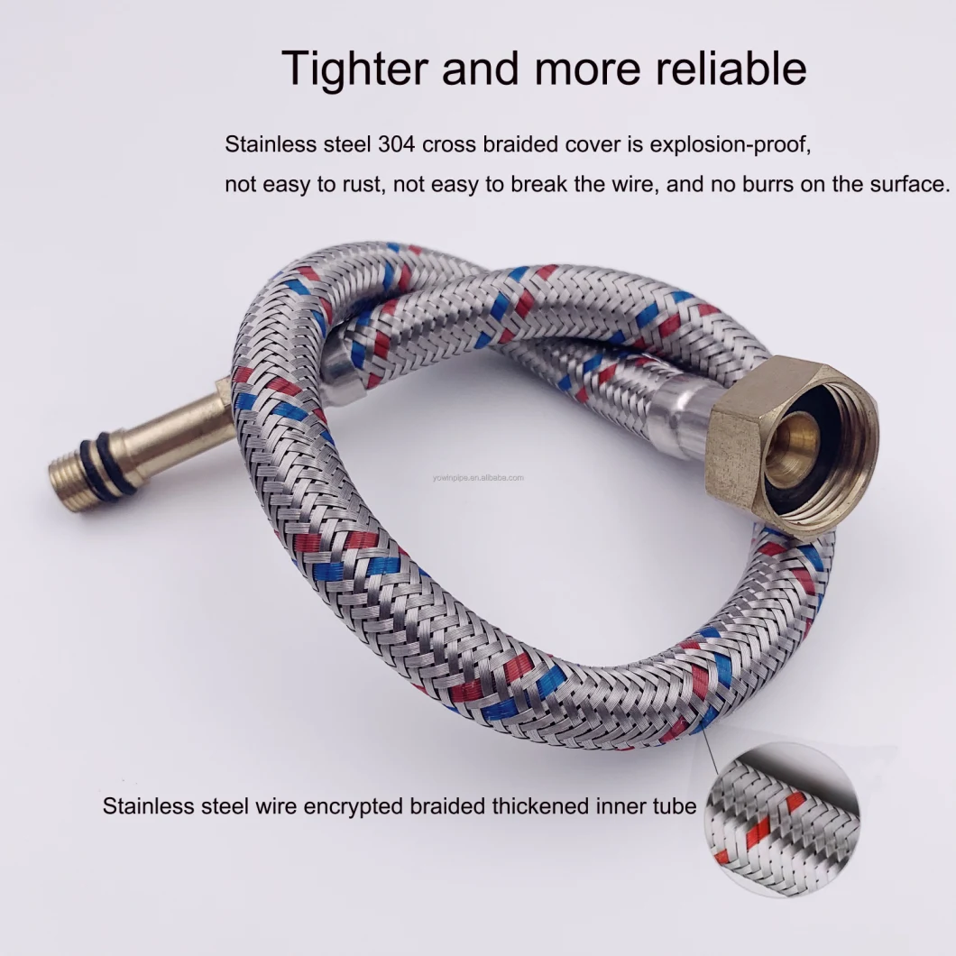 Braided Hose 304 Stainless Steel EPDM Flexible Knitted Silver Metal OEM Brass Bathroom Outer Color Wire Material Water Origin