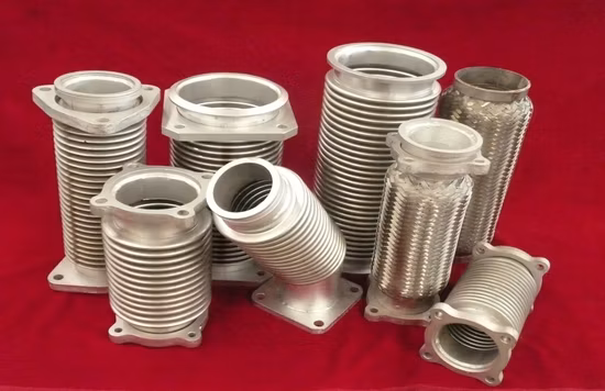 Automobile Exhaust Pipe, 304, 321, 316L, Corrugated Stainless Steel Double Layers Braided Wire Flanged Flexible Metal Tube Hose